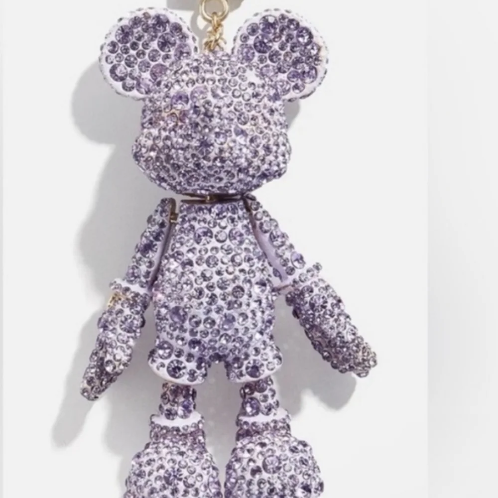 💜▪️Disney x Baublebar ▪️Mickey Mouse Key Chain Bag Charm Purple Crystal